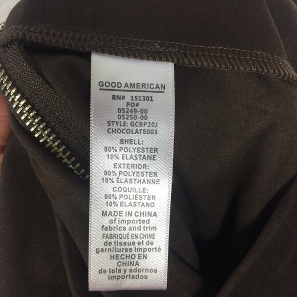 Good American Chocolate Brown Faux Suede Pant Size 8 Boss Split Hem Straight Leg - Picture 7 of 16